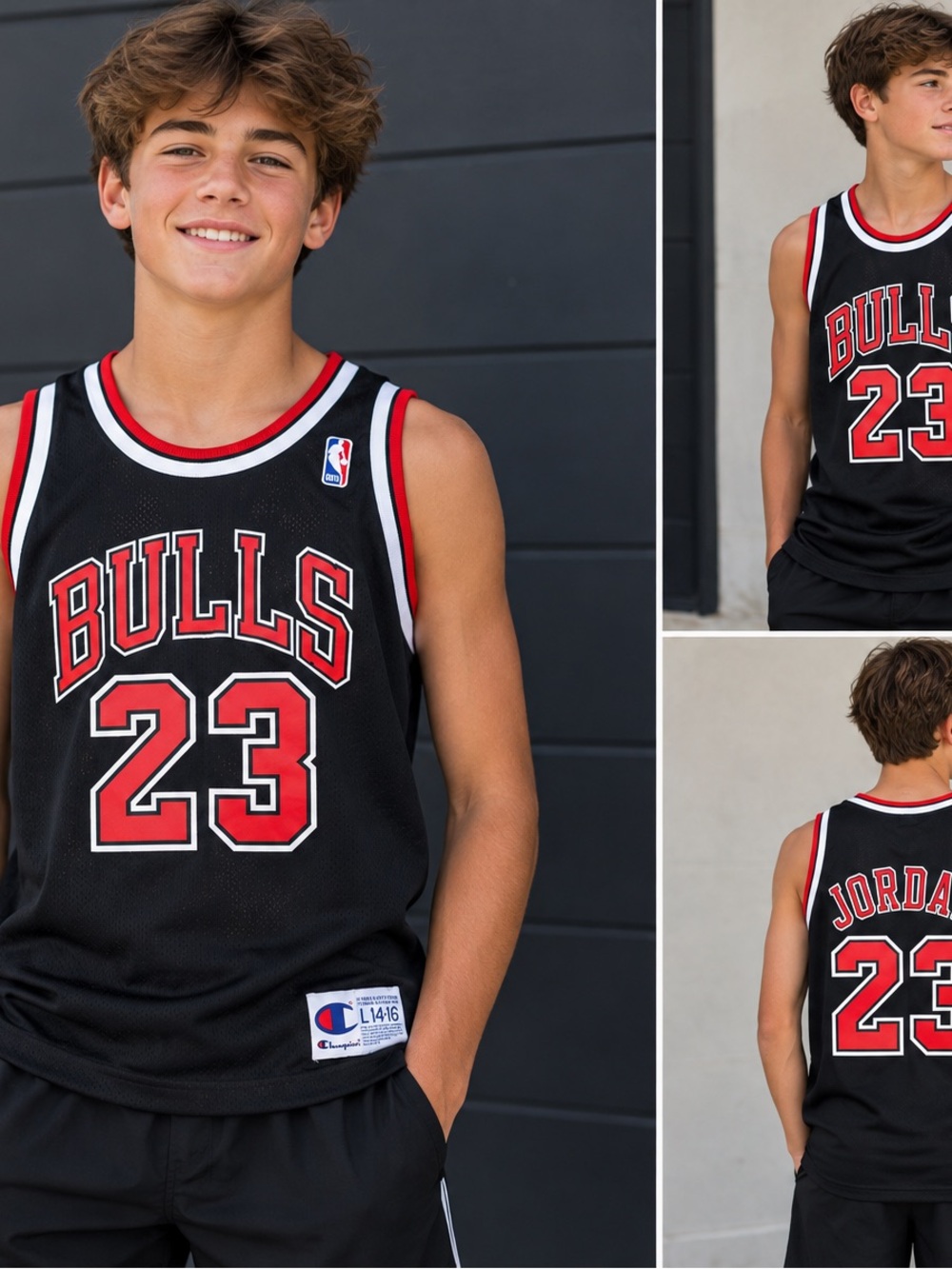 Vintage Champion Michael Jordan Chicago Bulls Jersey Black Youth Large 14/16